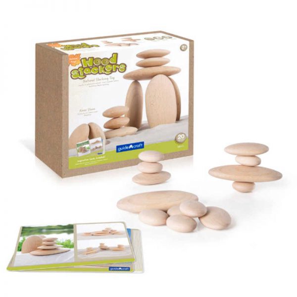 Guidecraft Wood Stackers - River Stones, 20 Pieces