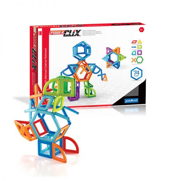 Guidecraft PowerClix® Frames, Magnetic Building Set, 74 Pieces
