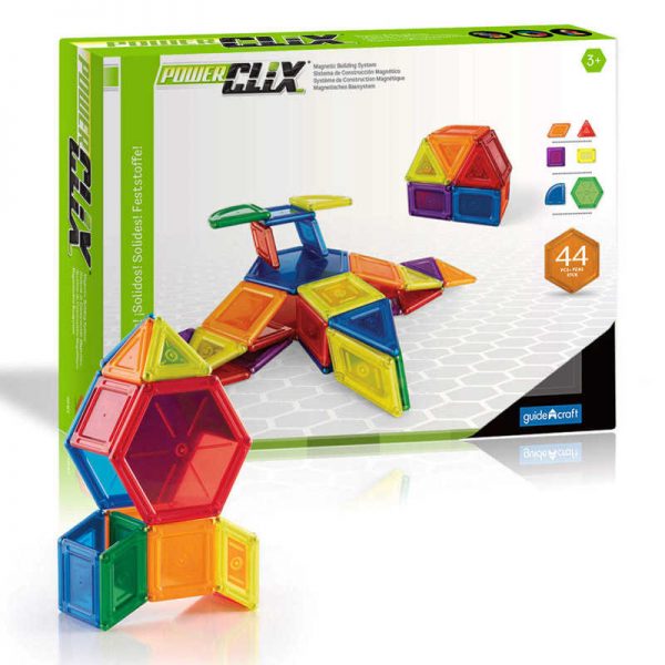 Guidecraft PowerClix® Solids, Magnetic Building Set, 44 Pieces