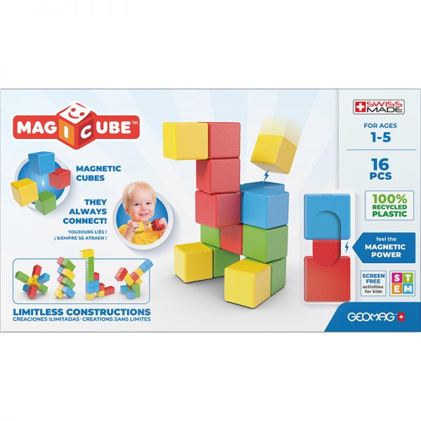 GEOMAG Magicubes Full Color Try Me Recycled, 16 Pieces