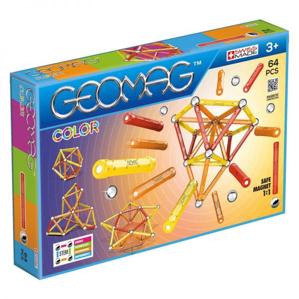 Geomag™ Geomag™ Color, Magnetic Rod and Ball Building Set, 64 Pieces