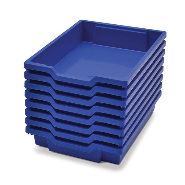 Gratnells Shallow F1 Tray, Royal Blue, 12.3" x 16.8" x 3", Heavy Duty School, Industrial & Utility Bins, Pack of 8