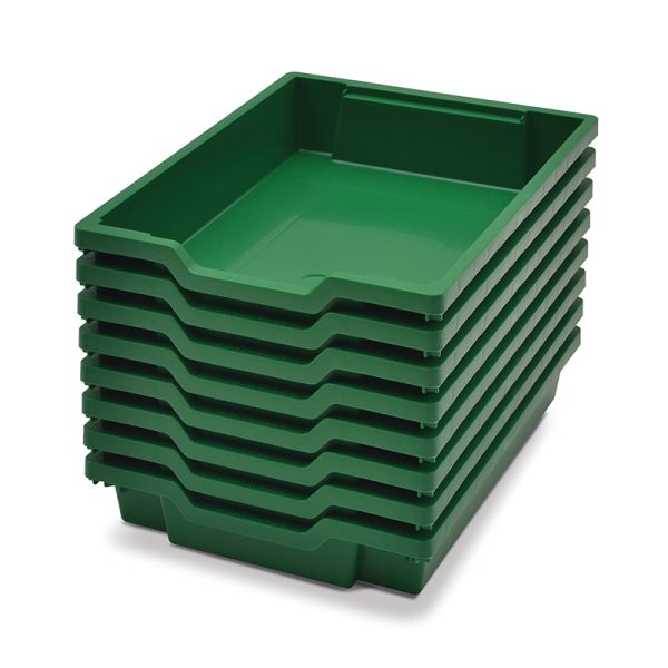 Gratnells Shallow F1 Tray, Grass Green, 12.3" x 16.8" x 3", Heavy Duty School, Industrial & Utility Bins, Pack of 8