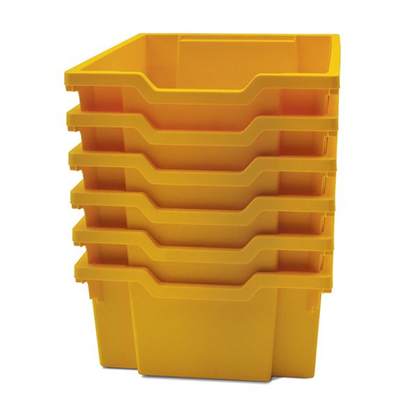 Gratnells Deep F2 Tray, Sunshine Yellow, 12.3" x 16.8" x 5.9", Heavy Duty School, Industrial & Utility Bins, Pack of 6
