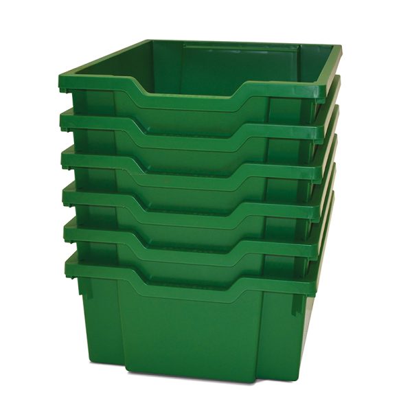 Gratnells Deep F2 Tray, Grass Green, 12.3" x 16.8" x 5.9", Heavy Duty School, Industrial & Utility Bins, Pack of 6