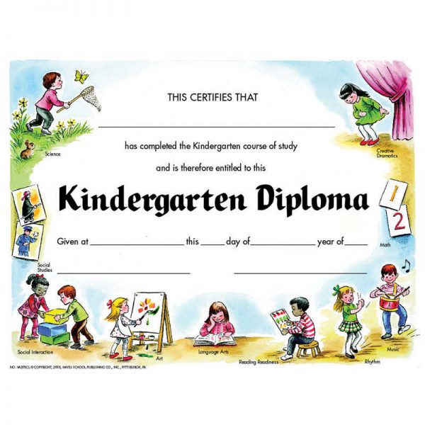 Hayes Kindergarten Diploma, Pack of 30, 8.5" x 11"