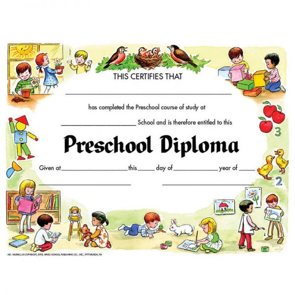Hayes Preschool Diploma, 8.5" x 11", Pack of 30