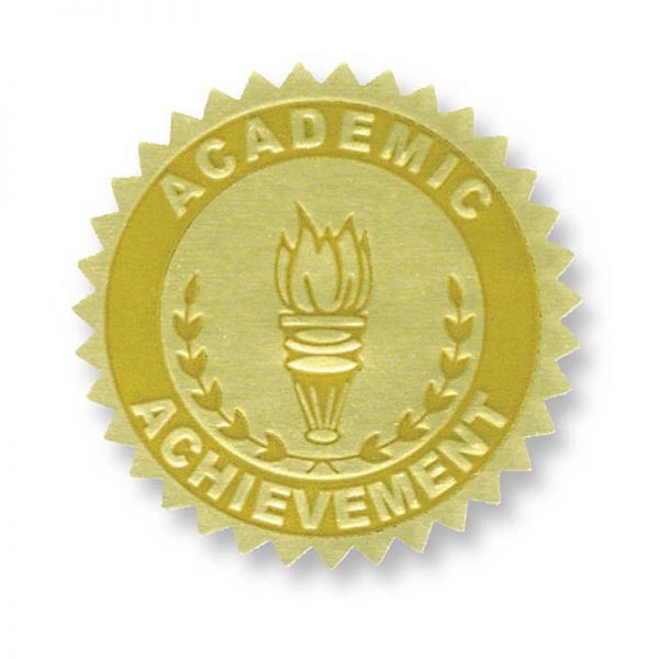 Hayes Gold Foil Embossed Seals, Academic Achievement, 54 Per Pack