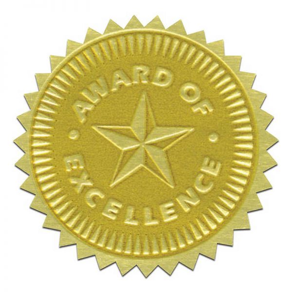 Hayes Gold Foil Embossed Seals, Award of Excellence