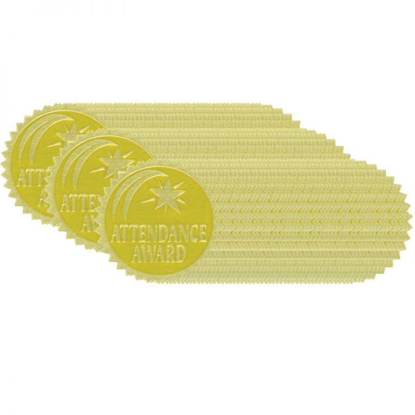 Hayes Gold Foil Embossed Seals, Attendance Award, 54 Per Pack, 3 Packs