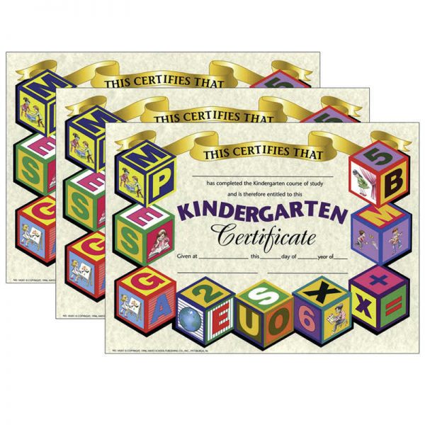 Hayes Kindergarten Certificate, 8.5" x 11", 30 Per Pack, 3 Packs