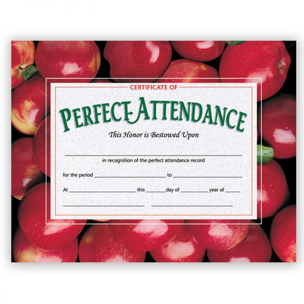 Hayes Certificate of Perfect Attendance, 30/pkg