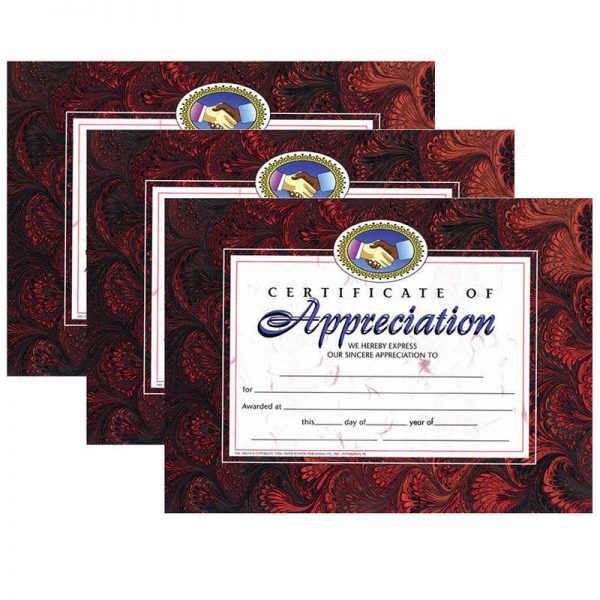 Hayes Certificate of Appreciation, 8.5" x 11", 30 Per Pack, 3 Packs