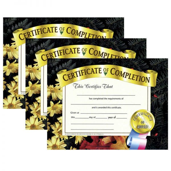 Hayes Certificate of Completion, 8.5" x 11", 30 Per Pack, 3 Packs