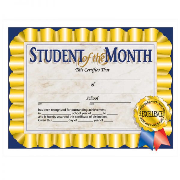 Hayes Student of the Month Certificate, 8.5" x 11", Pack of 30