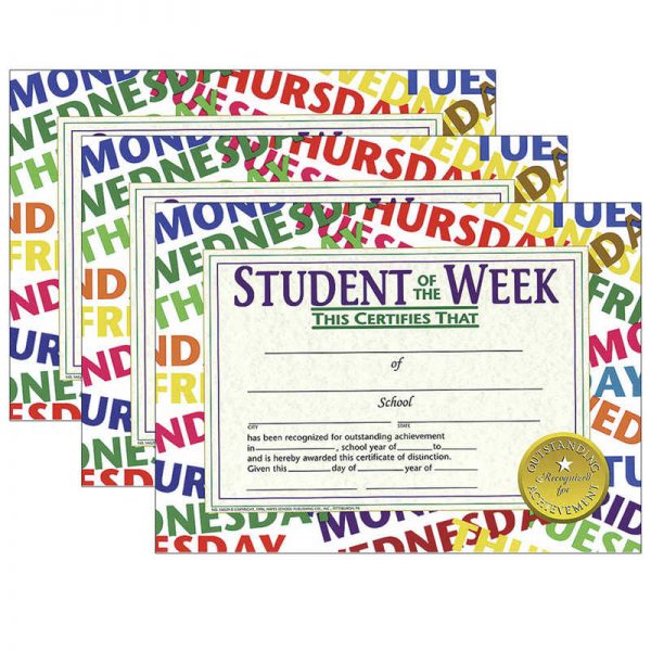 Hayes Student of the Week Certificate, 30 Per Pack, 3 Packs