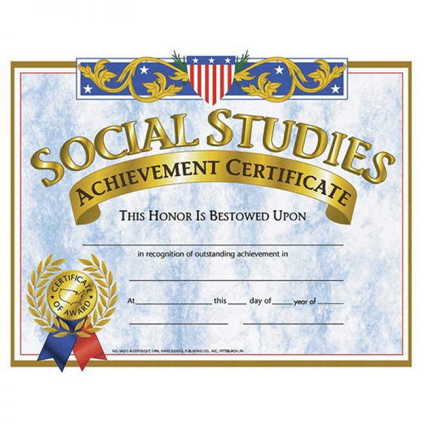 Hayes Social Studies Achievement Certificate, Pack of 30