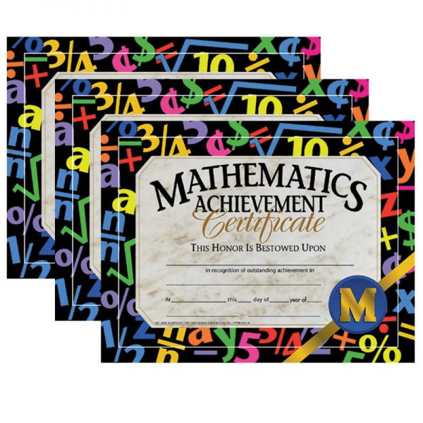 Hayes Mathematics Achievement Certificate, 30 Per Pack, 3 Packs