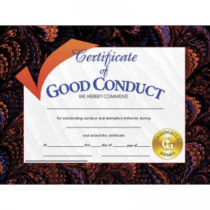 Hayes Certificate of Good Conduct, Pack of 30, 8.5" x 11"