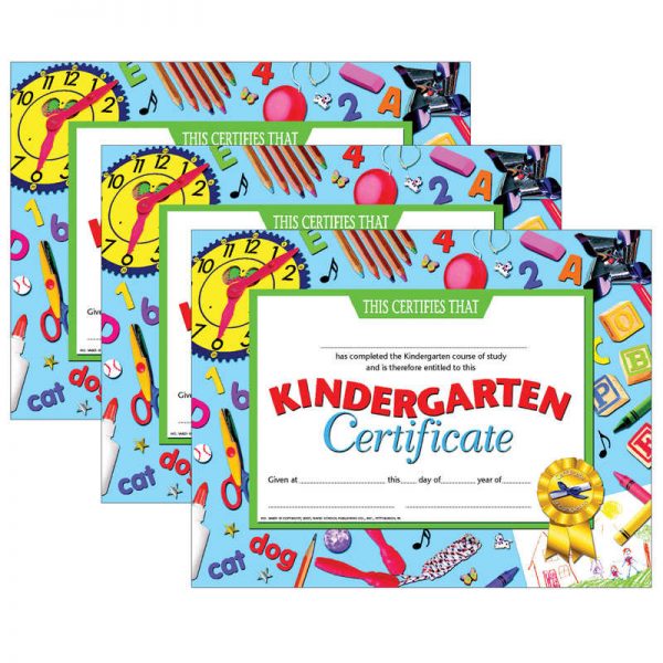 Hayes Kindergarten Certificate, 8.5" x 11", 30 Per Pack, 3 Packs