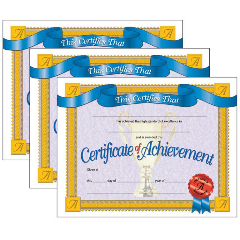 TeachersParadise Hayes Certificate of Achievement, 30 Per Pack, 3