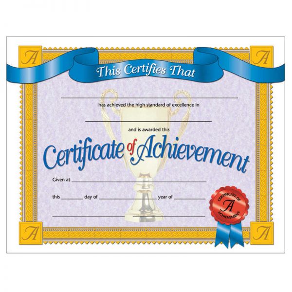 Hayes Certificate of Achievement, 8.5" x 11", Pack of 30