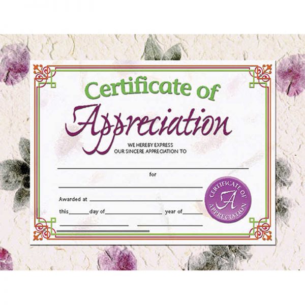 Hayes Certificate of Appreciation, 8.5" x 11", Pack of 30