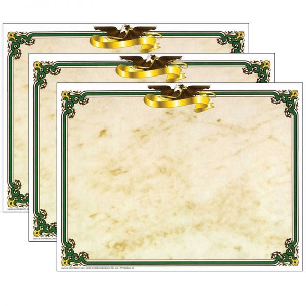 Hayes Eagle Border Certificate, 8.5" x 11", 50 Per Pack, 3 Packs