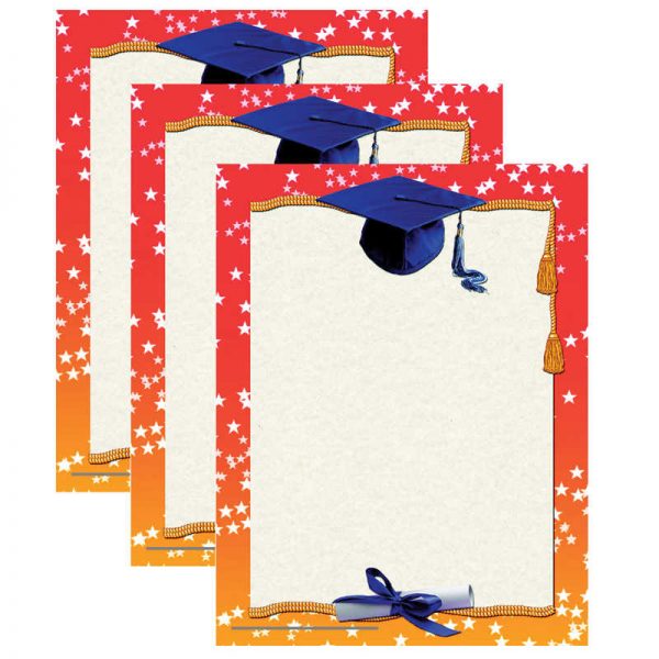Hayes Graduation Border Certificate, 8.5" x 11", 50 Per Pack, 3 Packs