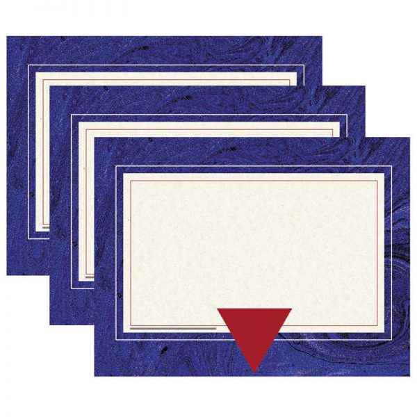 Hayes Blue Marble Border Certificate, 8.5" x 11", 50 Per Pack, 3 Packs
