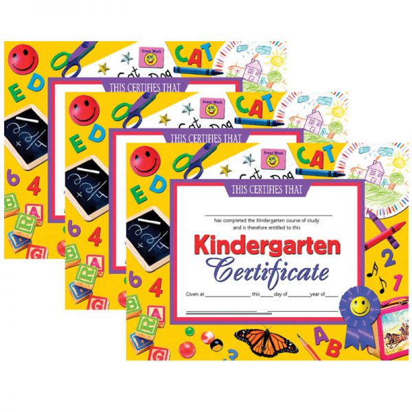 Hayes Kindergarten Certificate, 8.5" x 11", 30 Per Pack, 3 Packs