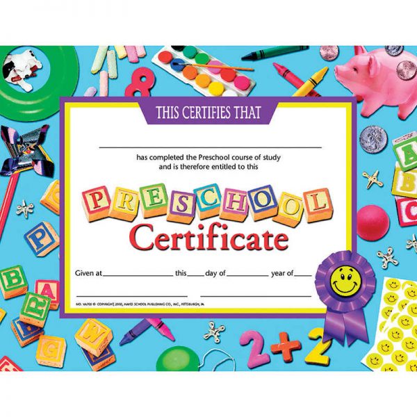 Hayes Preschool Certificate, 8.5" x 11", Pack of 30