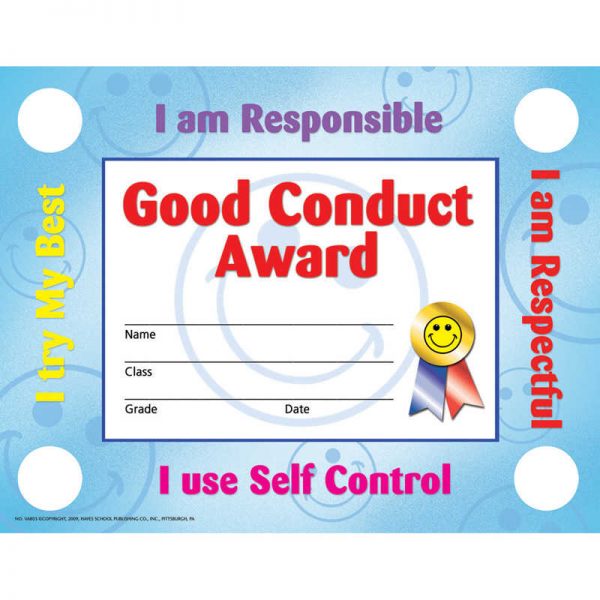 Hayes Good Conduct Certificates & Reward Seals, 30 8.5" x 11" Certificates, 160 Seals