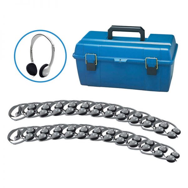HamiltonBuhl® Personal Headphone Lab Pack with Foam Ear Cushions, Pack of 24 with Carrying Case