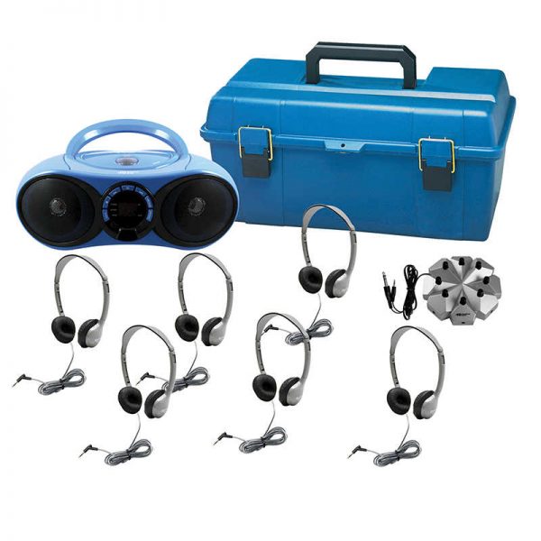 HamiltonBuhl® CD/FM/Bluetooth Media Player & 6-Station Listening Center, Personal Headphones