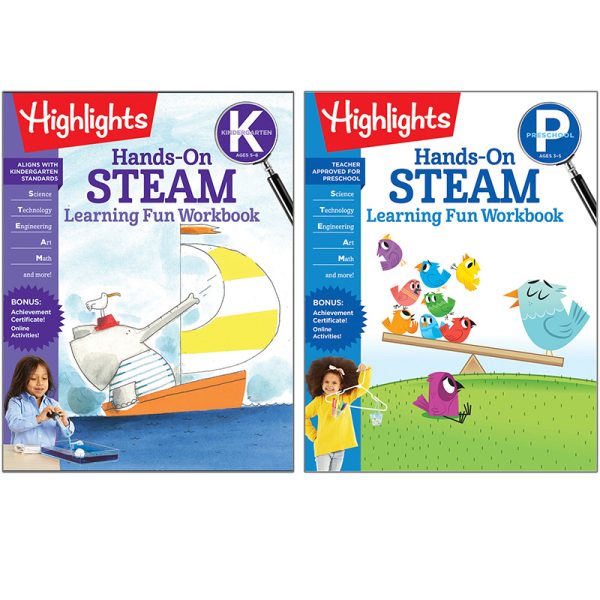 Highlights™ Hands-On STEAM Learning Fun Workbooks, Grade PK-K, Set of 2