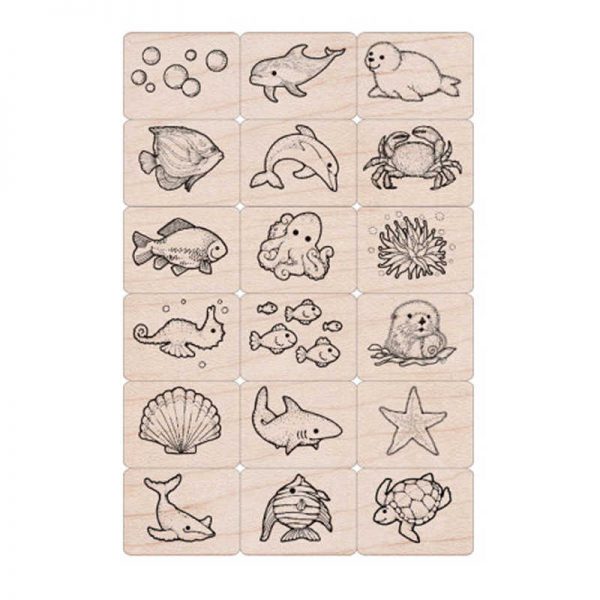 Hero Arts Ink 'n' Stamp Sea Life Stamps, Set of 18