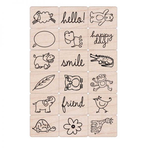 Hero Arts Ink 'n' Stamp Happy Animals Stamps, Set of 18