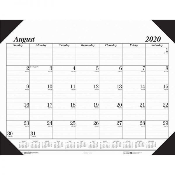 House of Doolittle™ Monthly Academic Calendar Economy Desk Pad, 17 Months (Aug-Dec), 22" x 17", Black