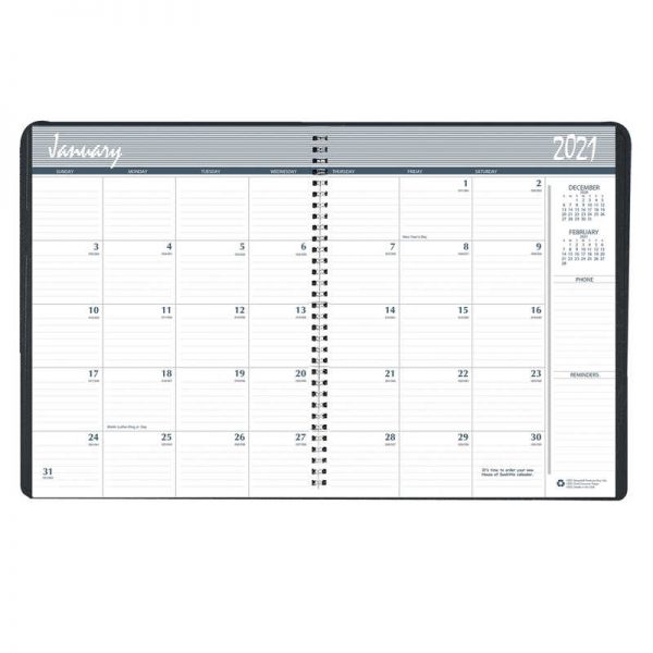 House of Doolittle™ Monthly Calendar Planner, 2 Year, Black, 8-1/2" x 11"