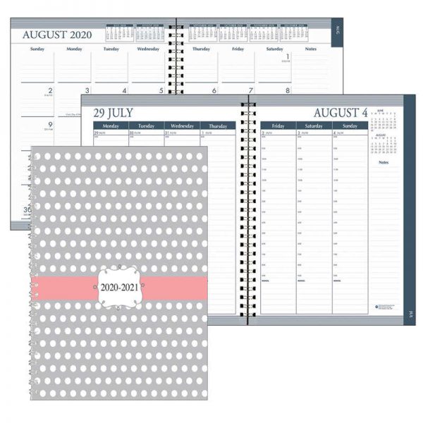 House of Doolittle™ Monthly and Weekly Academic Calendar Planner, Dot Design Hard Cover, August-July, 7" x 9"