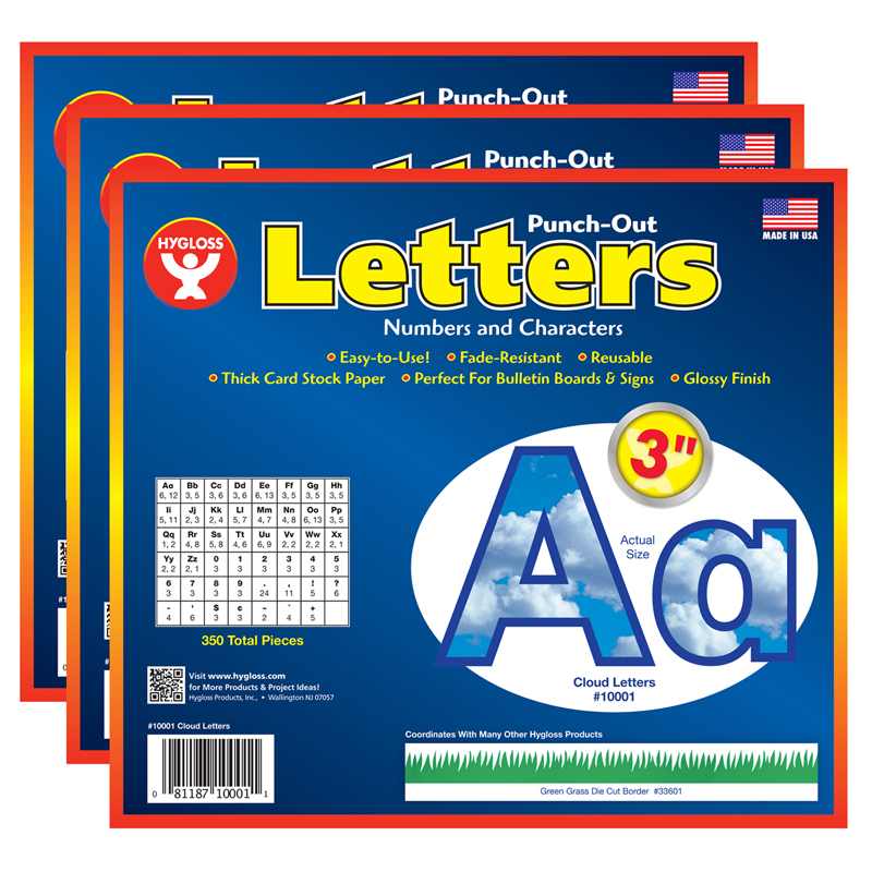 TeachersParadise Hygloss® 3" PunchOut Letters, Clouds, 350 Per Pack