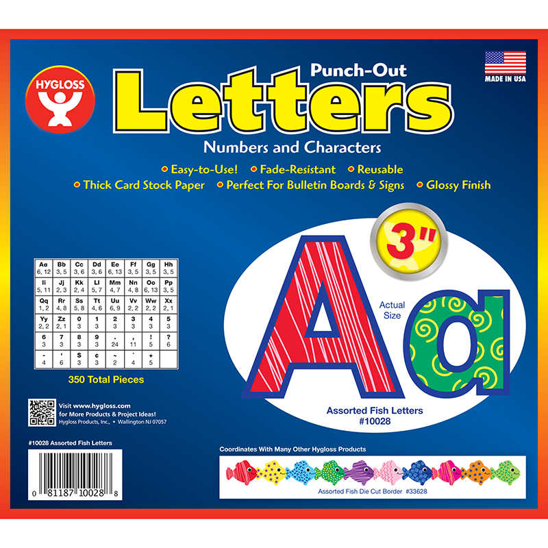 Hygloss® 3" Punch-Out Letters, Assorted Fish