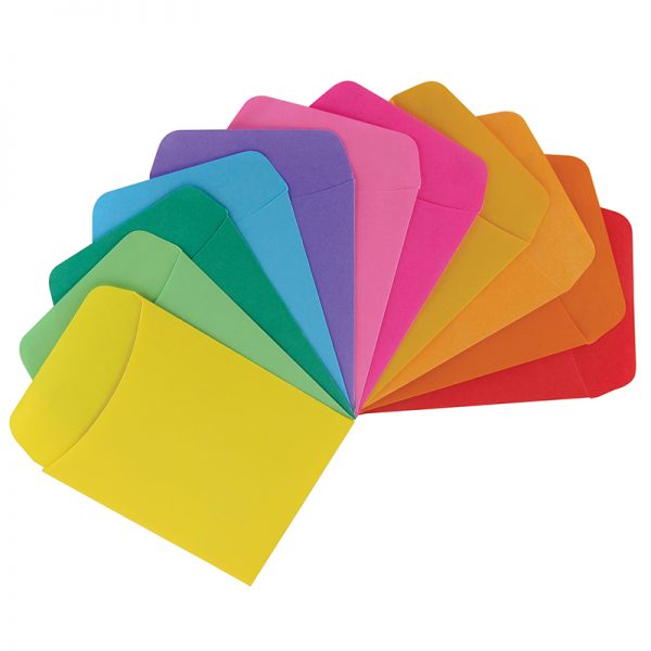 Hygloss Non-Adhesive Library Pockets, 3.5" x 4.875", 6 Each of 5 Colors, Pack of 30