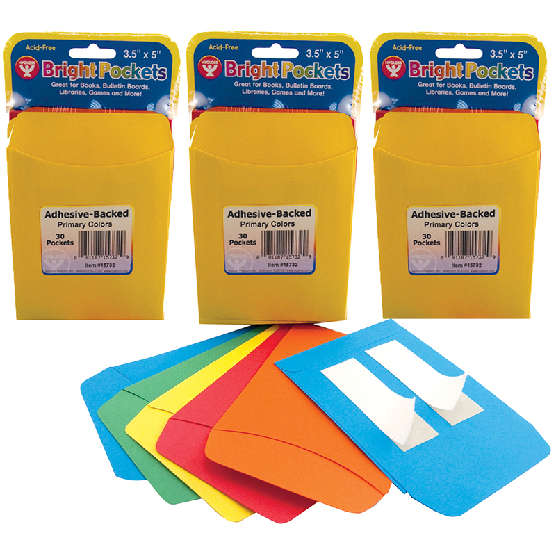 TeachersParadise Hygloss Self Adhesive Library Pockets, 3.5" x 4.875