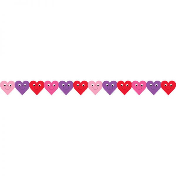Hygloss® Happy Hearts Die-Cut Classroom Border, 36 Feet Per Pack, 6 Packs