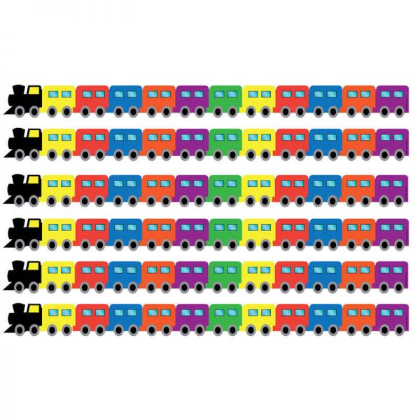 Hygloss Train Die-Cut Border, 12 Strips/36 Feet Per Pack, 6 Packs