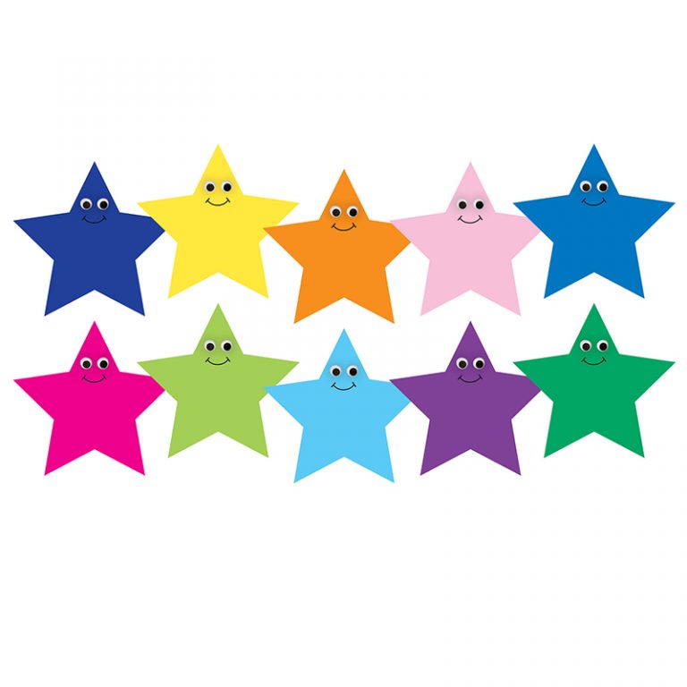 Hygloss® Happy Multi-Color Star Accents, 7", Pack of 30