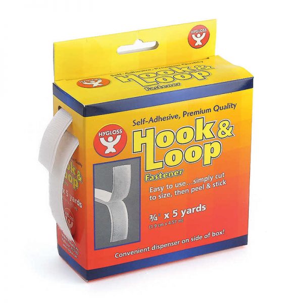 Hygloss® Self-Adhesive Hook & Loop Fastener Roll, 3/4" x 5 yds.