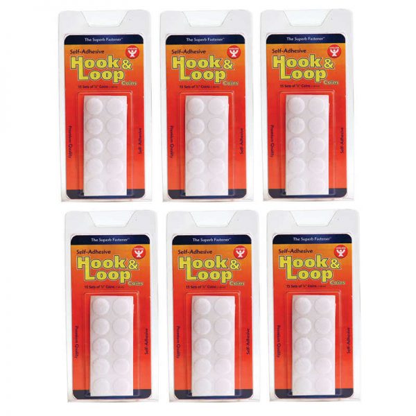 Hygloss® Hook & Loop Coins, 5/8", 15 Per Pack, 6 Packs